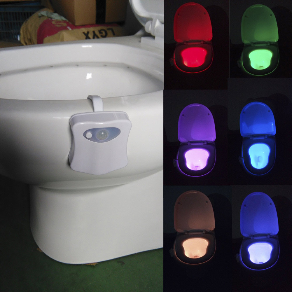 Automatic Motion Sensor Toilet Night Light 8 Colors Washroom