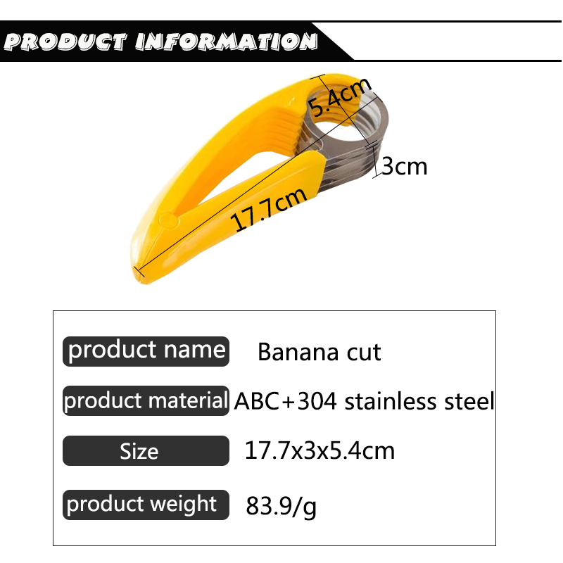 2 Pieces Banana Cutter, Plastic Banana, 304 Stainless Steel Banana