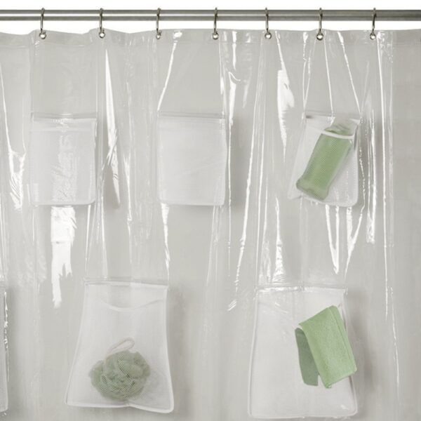 Creative 9 Pockets Bath Organizer Shower Curtain Hooks Mesh Accessories For Home Decoration 4