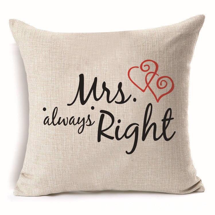 43 43cm Love Mr Mrs Cotton Linen Throw Pillow Cushion Cover Valentine s Day Gift Home 3