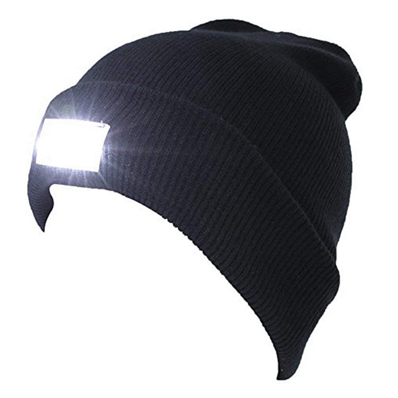 Autumn Winter LED Lighted Cap Warm Outdoor Fishing Running Knitting Woolen Hat Flash headlight Camping Climbing