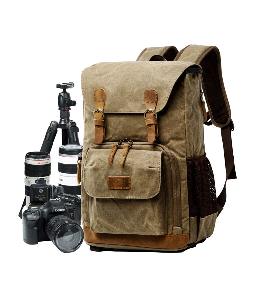 Batik platnena vodootporna torba za fotografiju Otvorena otporna na habanje Foto kamera Foto ruksak za Nikon Canon 1 2