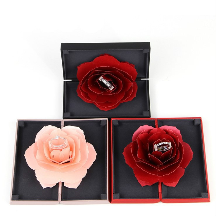 Foldable Rose Ring Box For Women 2019 Creative Jewel Storage Paper Case Small Gift Box For 5