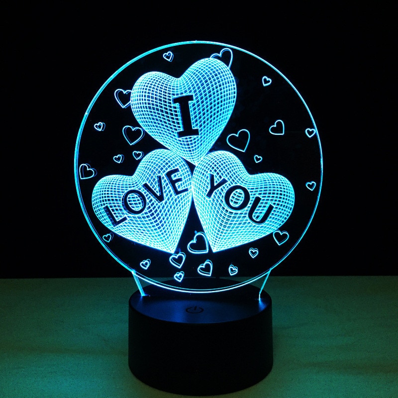 Gift for girlfriend I LOVE YOU Colorful 3D Hologram Lamp USB Acrylic Lights party favor Valentine