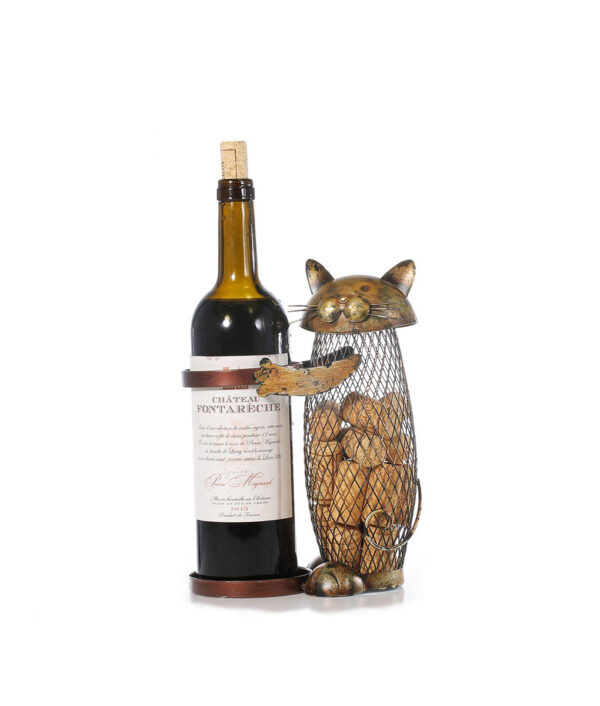 Tooarts Cat Wine Rack Cork Container Bottle Wine Holder Kitchen Bar Metal Wine Craft Christmas Gift 6