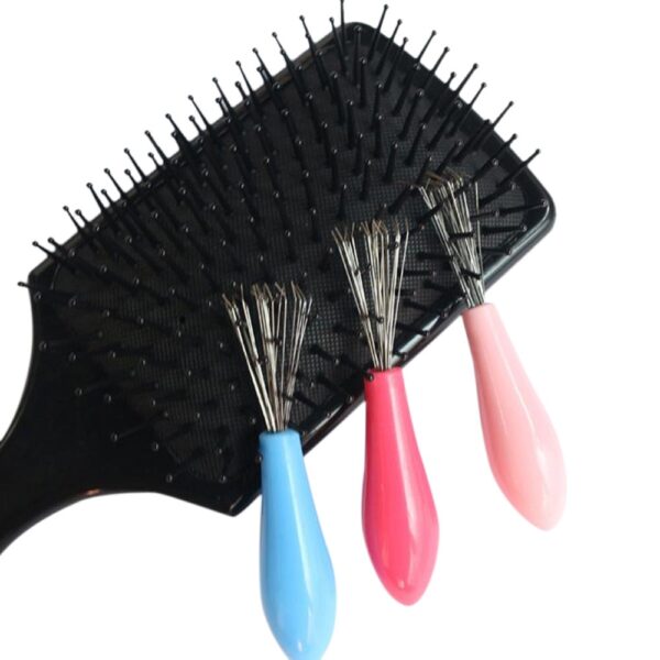 1 PC Fashion New Hair Brush Comb Cleaner Embedded Tool Plastic Cleaning Removable Handle Random Color 3