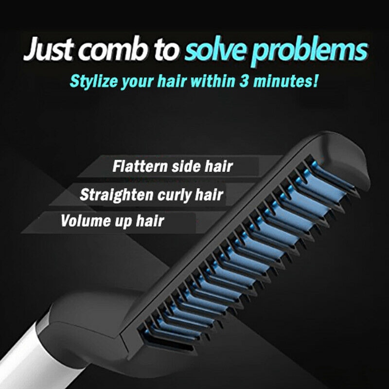 Men Quick Beard Straightener Styler Comb Multifunctional Hair Curling Curler Show Cap Tool ME88 3
