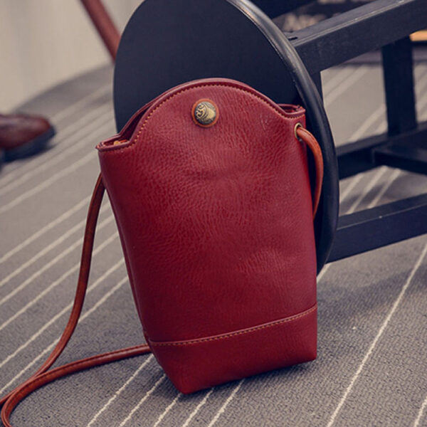 Women Vintage Messenger Zero Purse Bag PU Leather Small Magnetic Buck Slim Crossbody Shoulder Handbag Small 3 1