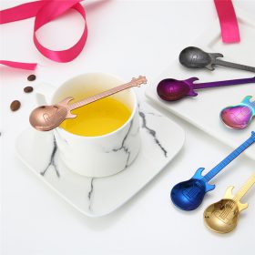 1Pcs Stainless Steel Cartoon guitar Spoon Creative Milk Coffee Spoon Ice Cream Candy Teaspoon accessories 1