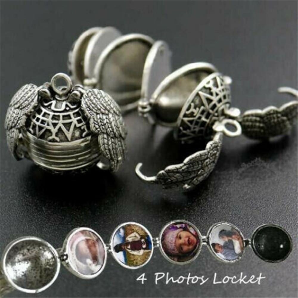 Expanding Photo Locket Necklace Pendant Choker Angel Wings Gift Jewelry Decoration Necklace Exquisite Ornaments Torque Pendant 3