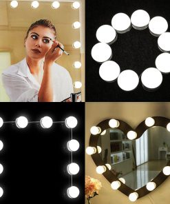 Scáthán Makeup 10Pcs Scáthán Vanity LED Solas lampa Kit 3 Leibhéal Gile Soilsithe Inchoigeartaithe Déan suas 1