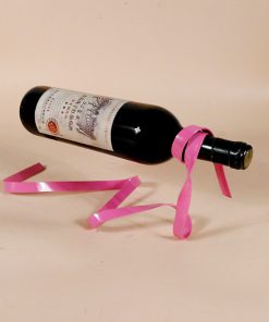 1Pc Hot New Novelty Iron Bottle Holder Suspension Stand Suspended Ribbon Wine Rack