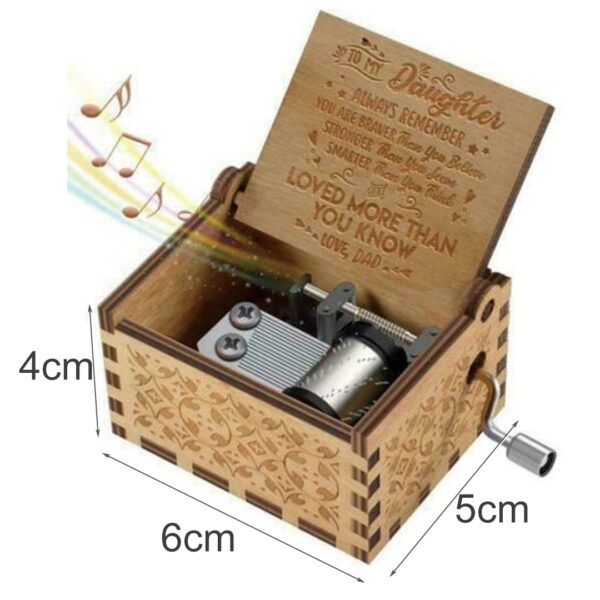 1pc Dad To Daughter You Are Loved More Than You Know Wooden Classical Music Box Hand 6