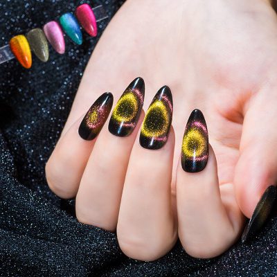 MEET ACROSS 9D Galaxy Magnetic Gel Nail Polish Long Lasting Shining Chameleon Cat Eye Nail Art 4