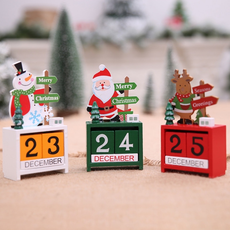 2018 New Wood Christmas Advent Calendars Christmas Decorations for Home Xmas Ornament Creative Children s Christmas