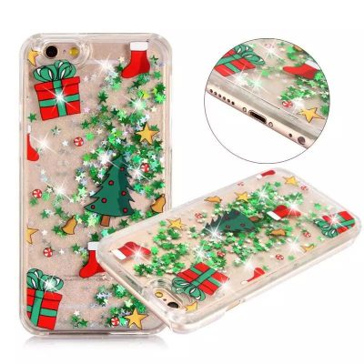 Luxury Glitter Stars Quicksand Phone Case For iPhone 7 6 6S Plus 7Plus Lovely Christmas Tree 2 1
