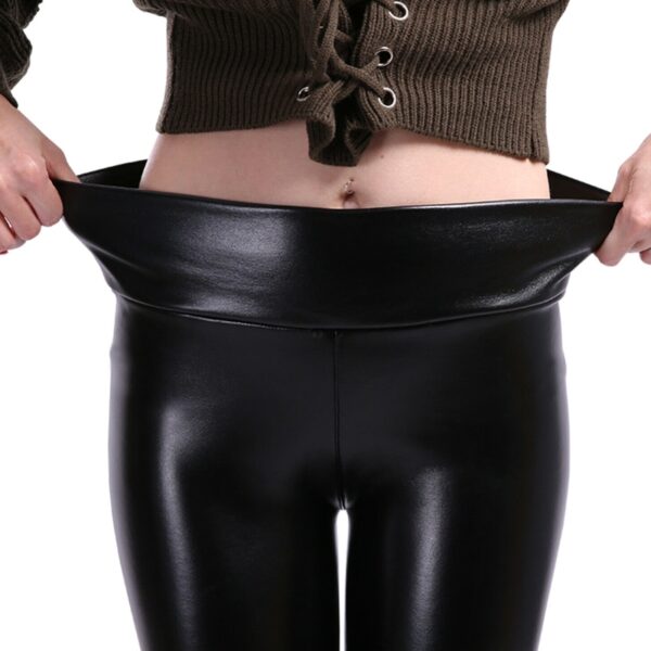 New Arrival Stretch Fit Black Summer PU Leather Shaper High Waist Leggings Pants for Women Autumn 4