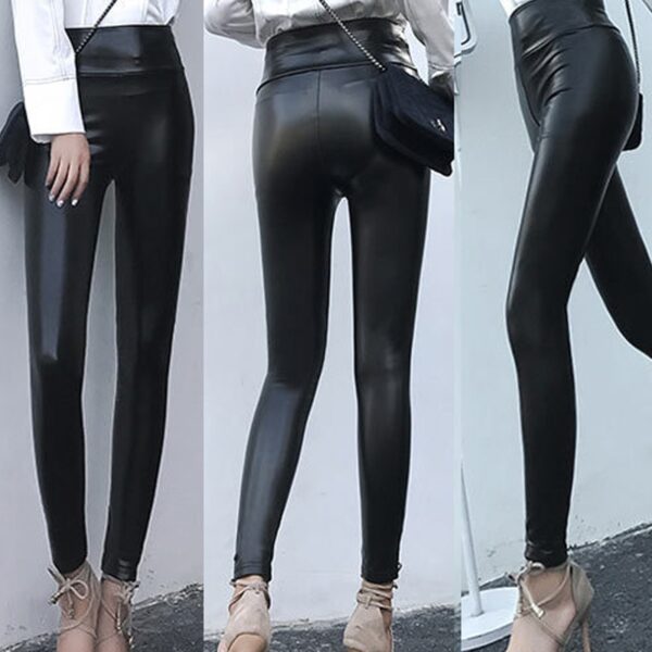 New Arrival Stretch Fit Black Summer PU Leather Shaper High Waist Leggings Pants for Women Autumn 5