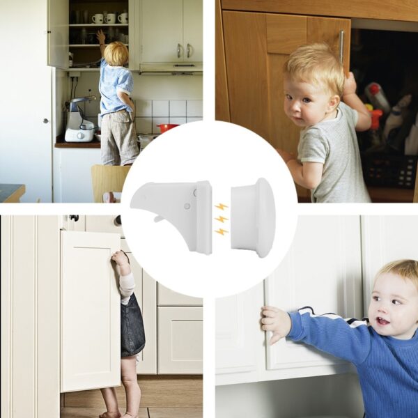 10Locks 2 keys Baby Safety Magnetic Locks Set Child Kids Protection Cabinet Door Drawer Locker Security 5