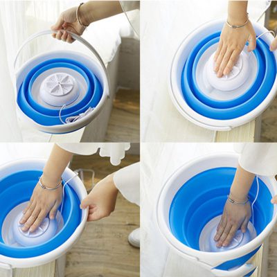 Mini Portable Ultrasonic Turbine Washing Machine Foldable Bucket Type USB Laundry Clothes Washer Cleaner For Home 4