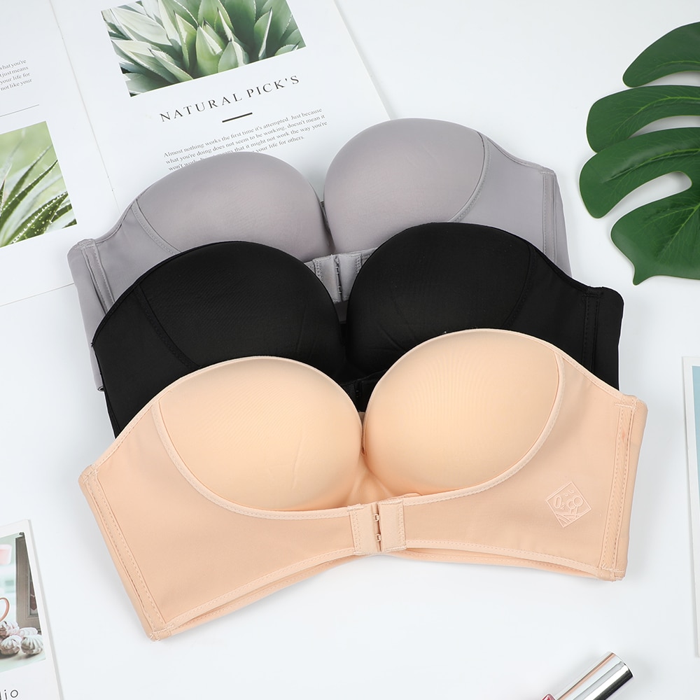 Front Buckle Lift Bra Invisible Strapless Super Push Up Bra