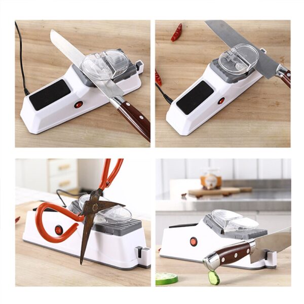 USB Electric Knife Sharpener Adjustable For Kitchen Knives Tool Knife Scissor Sharpening White medium and fine 2