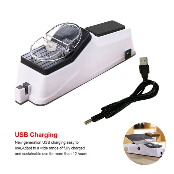 USB Electric Knife Sharpener Adjustable For Kitchen Knives Tool Knife Scissor Sharpening White medium and