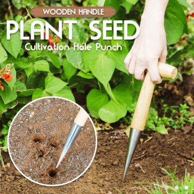 Wooden Handle Plant Seed Cultivation Hole Punch - Not sold in stores