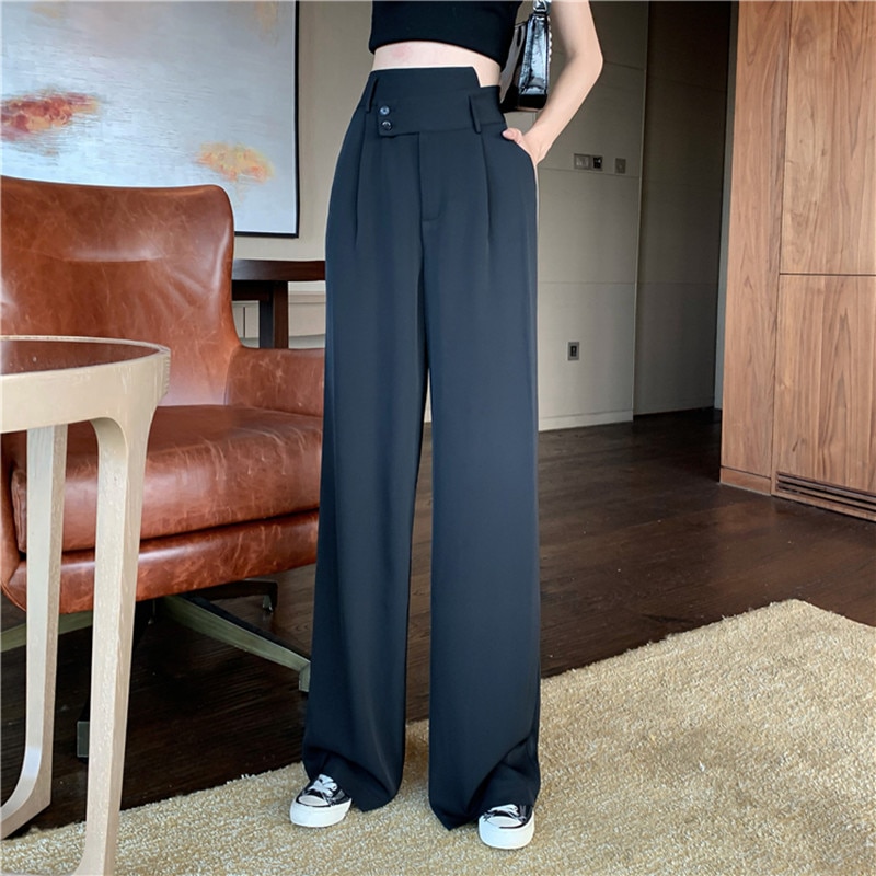 Woman's Casual Full-Length High-waisted Loose Pants - foxc