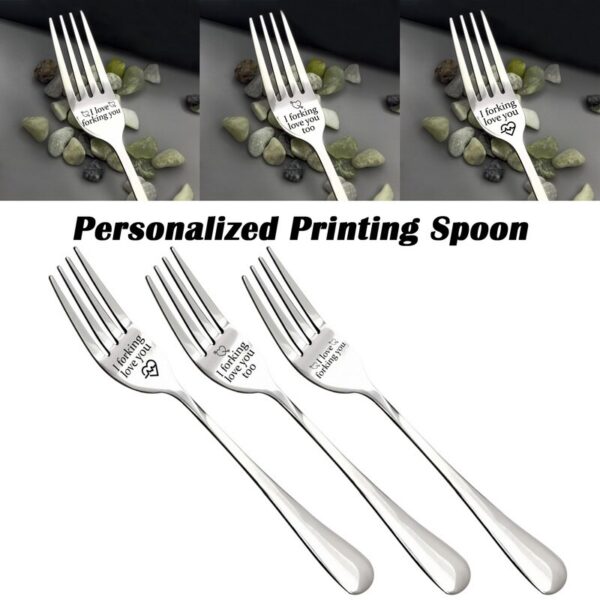 Engraved Fork Best Gift For Husband Wife And Family Stainless Steel I Forking Love You Kitchen 2