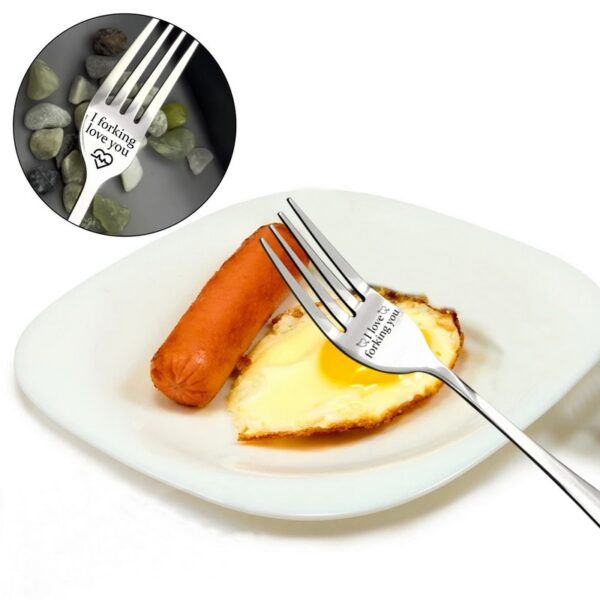 Engraved Fork Best Gift For Husband Wife And Family Stainless Steel I Forking Love You Kitchen 3