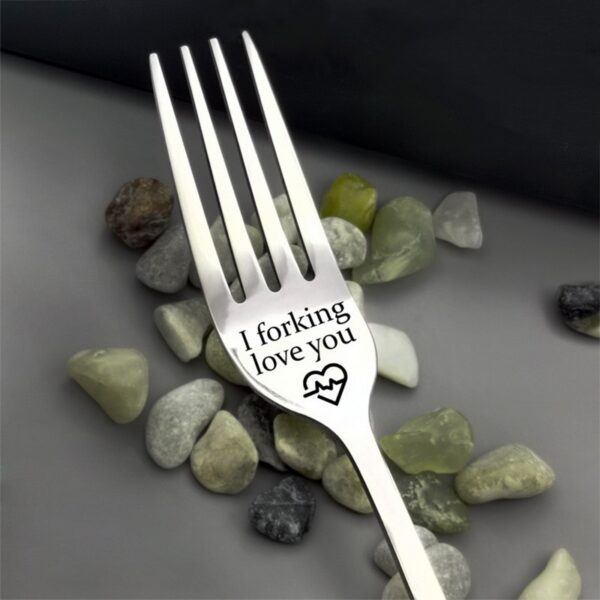 Engraved Fork Best Gift For Husband Wife And Family Stainless Steel I Forking Love You Kitchen 4